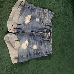 AERO Ripped Light Wash Jean Shorts Size-2