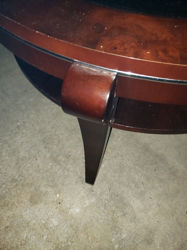 Round coffee table with glass