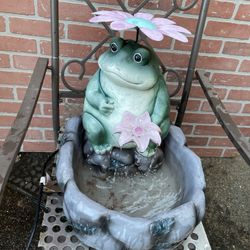 Cute Frog Under An Umbrella Fountain 