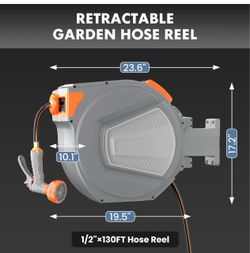 Retractable Garden Hose Reel – 130 FT