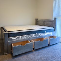 Queen Bed With Drawers & Mattress