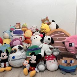 Huge lot of squishmallow Minecraft space Totoro Disney Mickey snoopy stuffed animals hedwig 