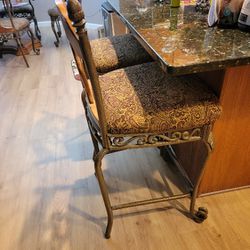 Glass Top Breakfast Table with 4 chairs plus 2 stools. 