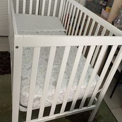 White Crib With Mattress