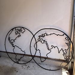 Iron Metal Large Globe Artwork 67 X 37 Inches 