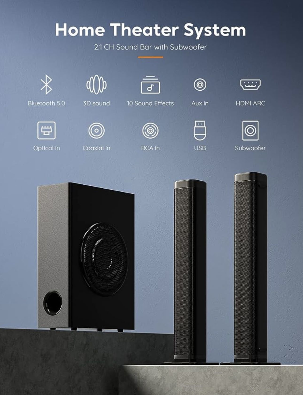 GEAYEAO Sound Bar & Sub Woofer 2.1