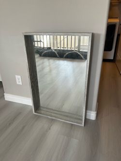 Large Gray Wood Mirror