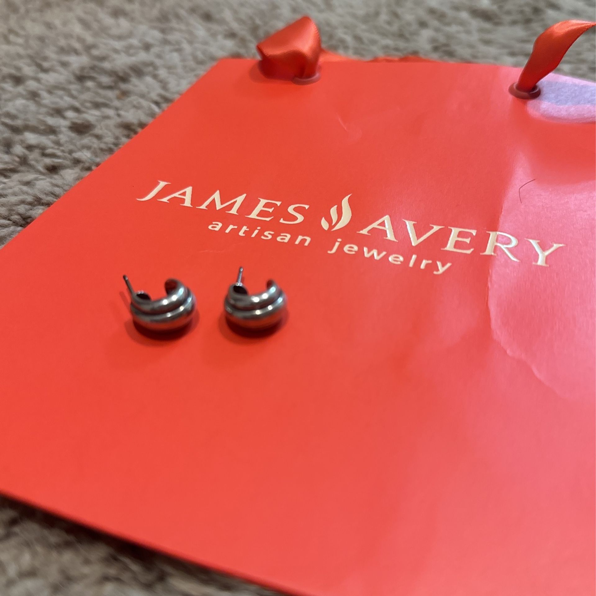 Retired James Avery Sterling Silver Christina Post Hoop Earrings