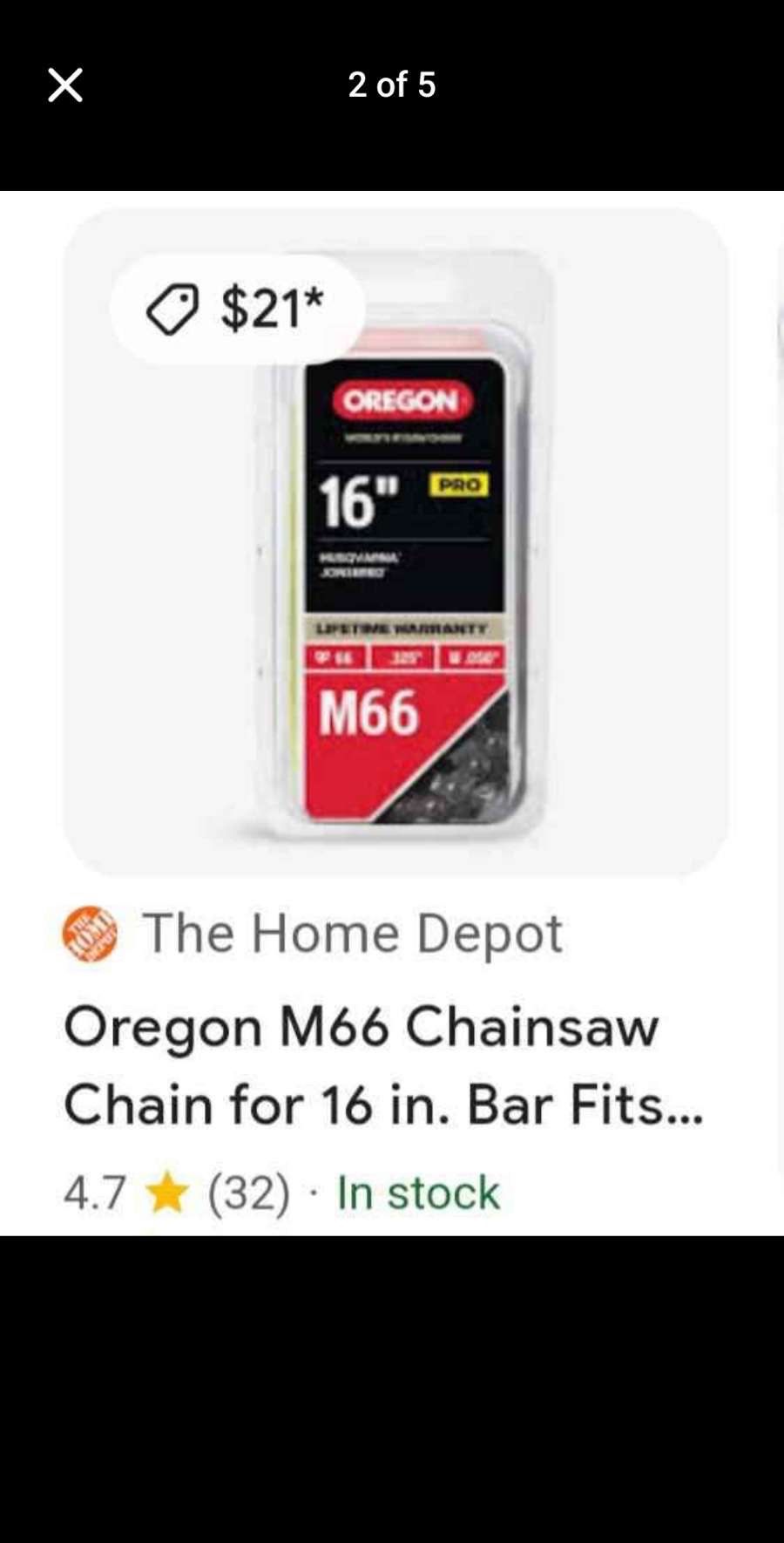 M66 Chainsaw Chain for 16 in. Bar Fits Echo, Husqvarna and Jonsered, Craftsman, Makita and others