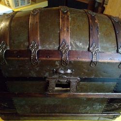 Antique Camelback Steamer Trunk 