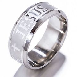 Jesus Christian Cross Prayer Band Ring Stainless Steel Wedding Silver Size8