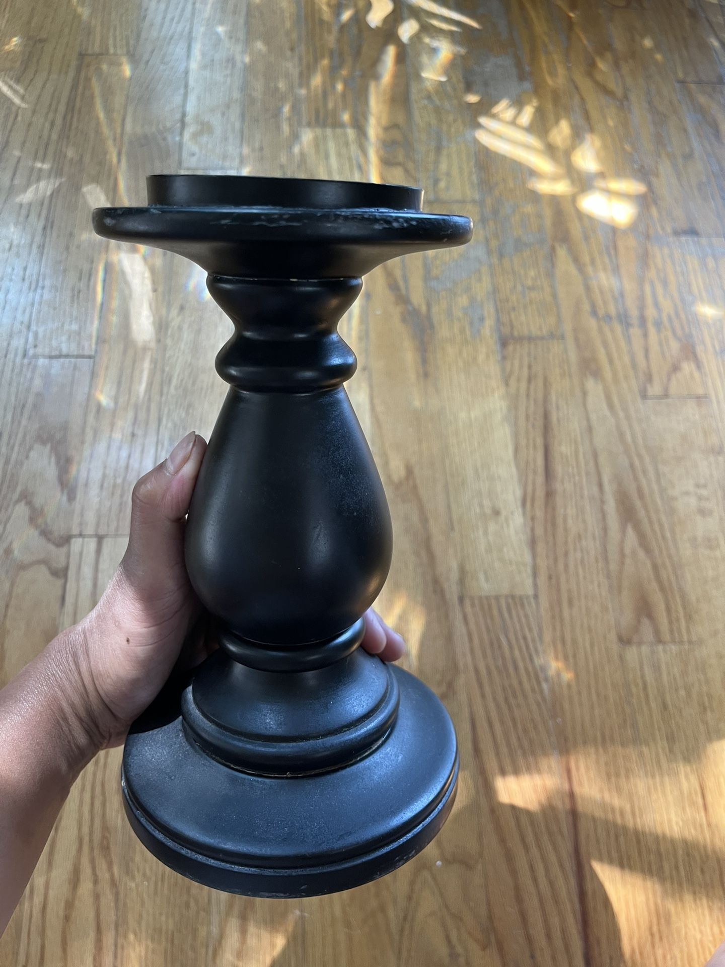Black Color Pillar Candle Holder 8.50 In Height
