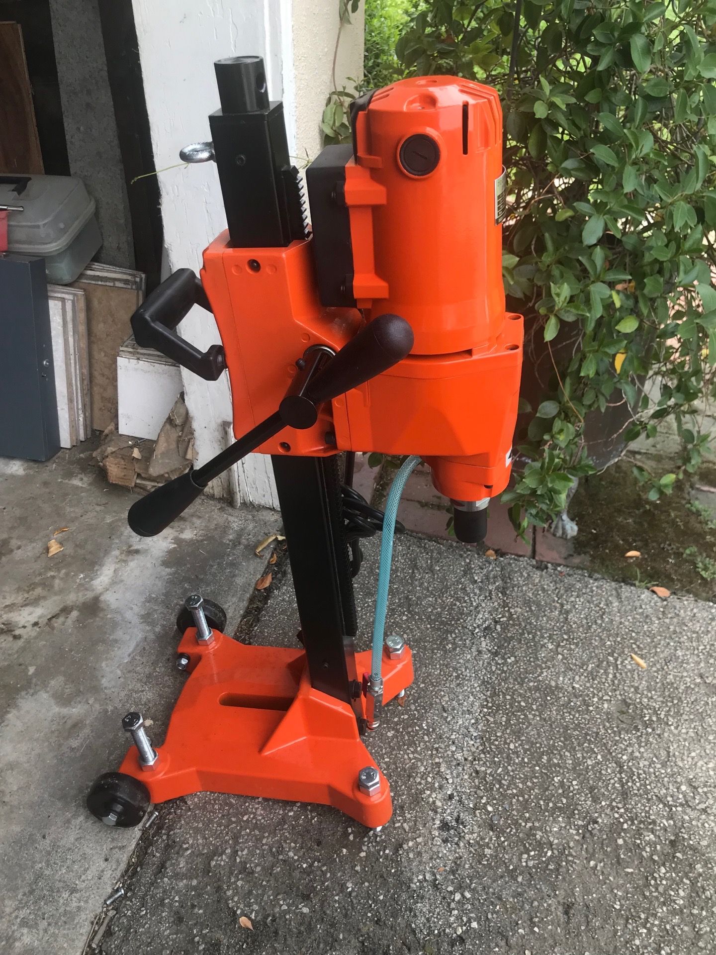Concrete Core Drill Will hold drill bits up to 8 inches which can drill through rebar 1 available $895 plus sale tax