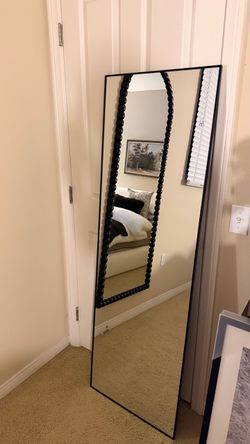 Full Length Floor Mirror with Black Metal Frame