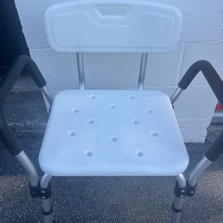 Shower Bench With Backrest + Armrests + Adjustable Height 
