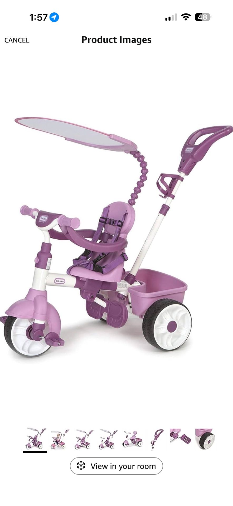 Little Tikes Basic Edition Trike Girl's, 4 in 1 Tricycles Push & Pedal Ride On, Pink