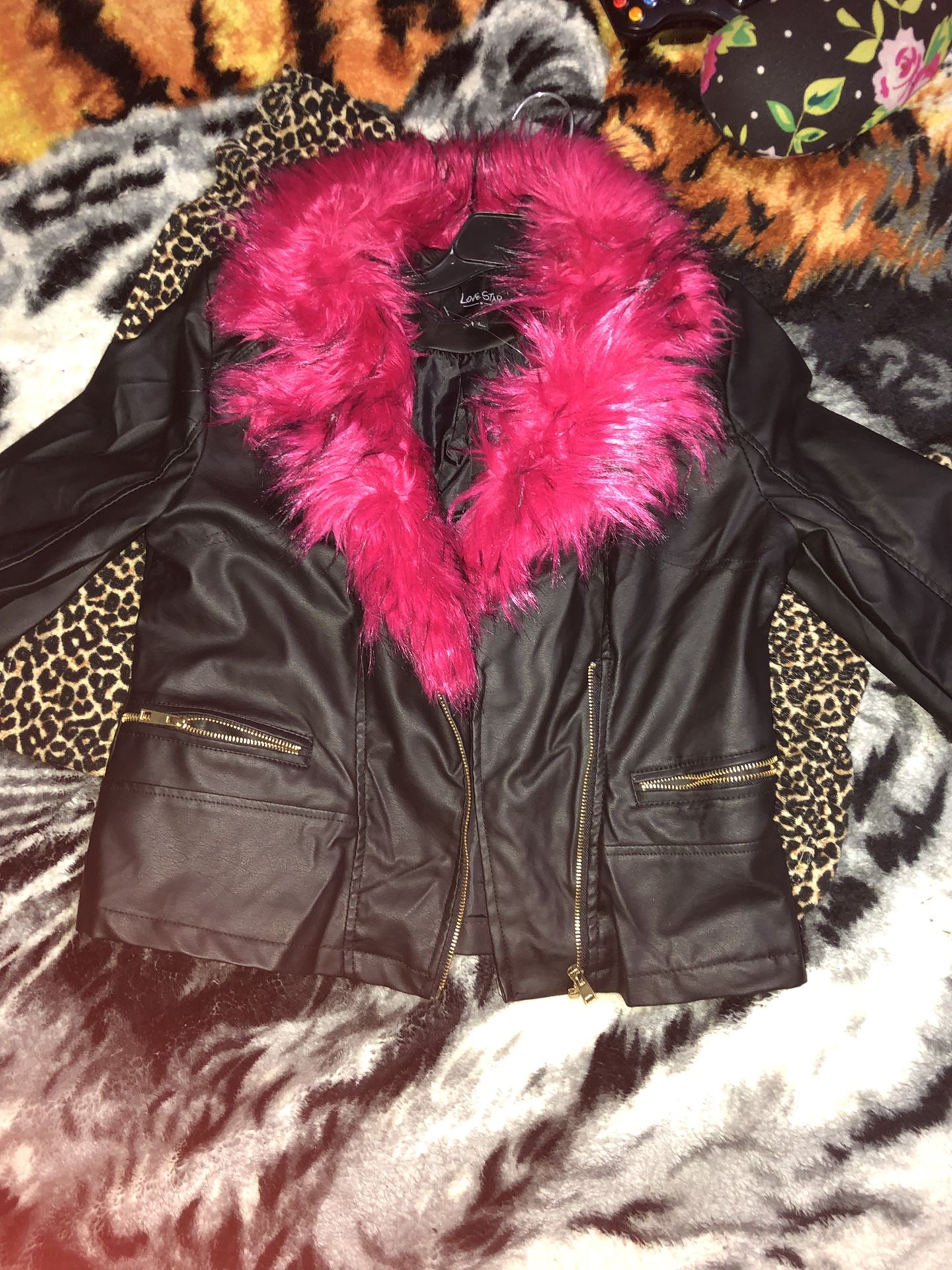 Pleather Faux Fur Jacket