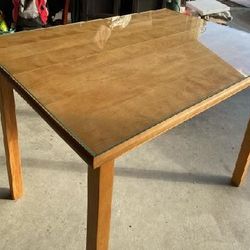 Nice Small Wooden Table with Matching Glass Top