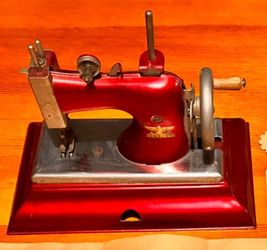 Antique Casige Toy Sewing Machine and Two Tins