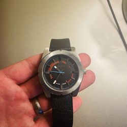 Diesel Black Leather Strap Watch 