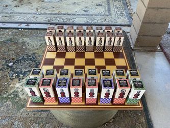 Complete Vintage Avon Perfume Chess Set With Chess Board