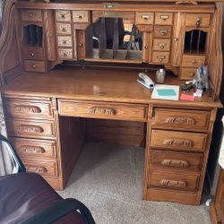 Oak Roll Top Desk.  1980’s
