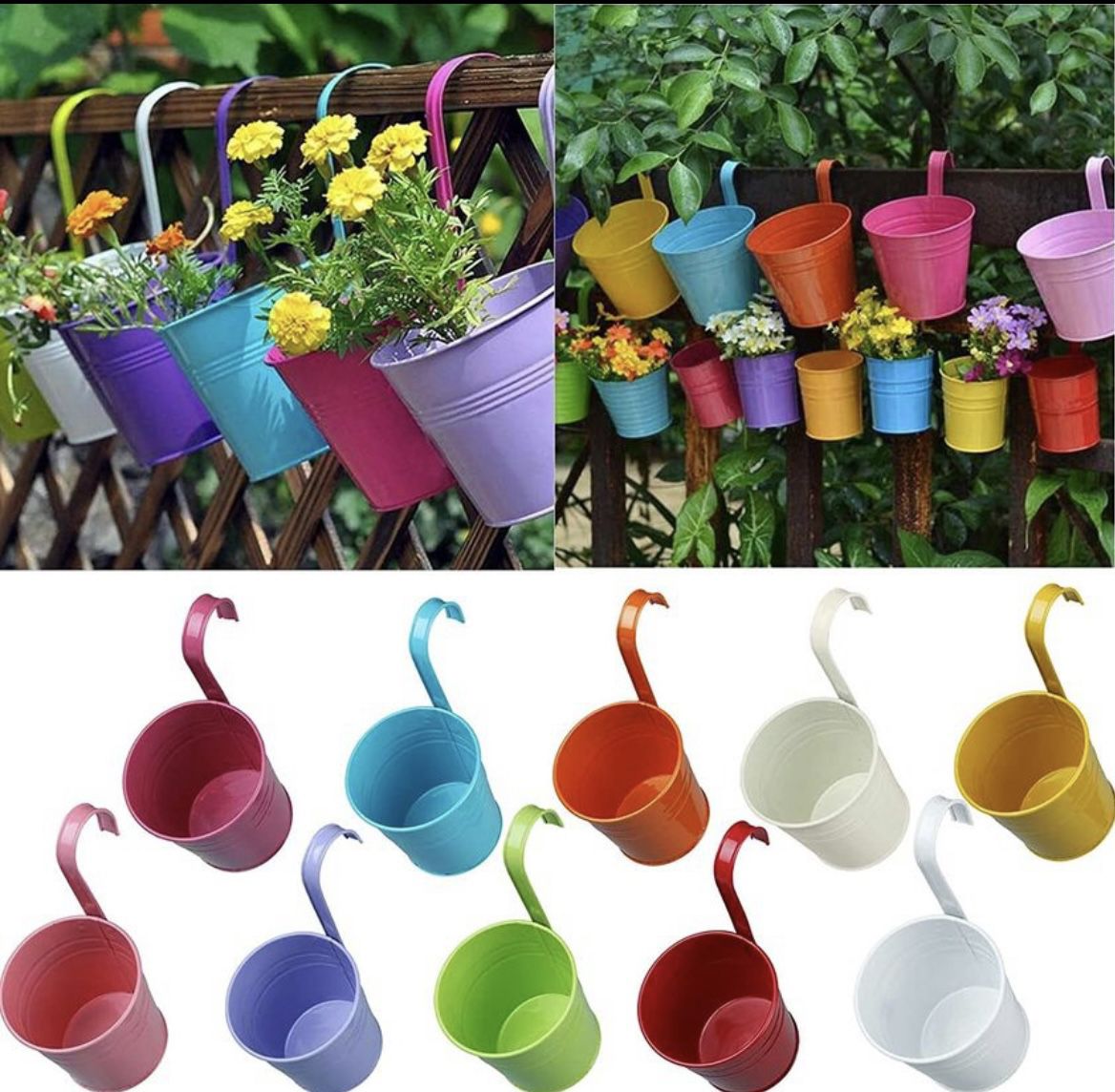 10pcs ,Metal Hanging Flower Pots with Drainage Hole