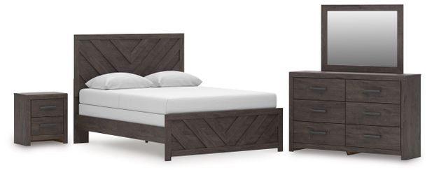 Prendonea Charcoal Full Panel Bed, Dresser, Mirror and Nightstand (Online Special Price)