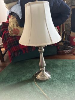 Set of Brushed Nickel Table Lamps with Shade