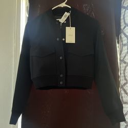 Wilfred Arisia Black Cropped Bomber Jacket 