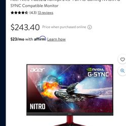 Acer 24.5 240hz gaming monitor 