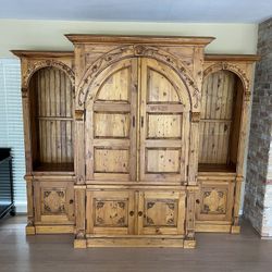 Armoire and Bookshelves Handmade Solid Pine Vintage