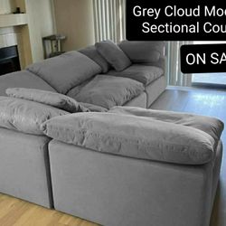 Gray Cloud Modular Sectional Couch Sofa 