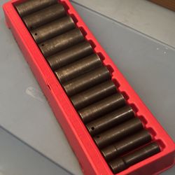 Snap-on Tools 13 pc 1/2" Drive 6-Point SAE Flank Drive® Deep Impact Socket Set (1/2-1-1/4")