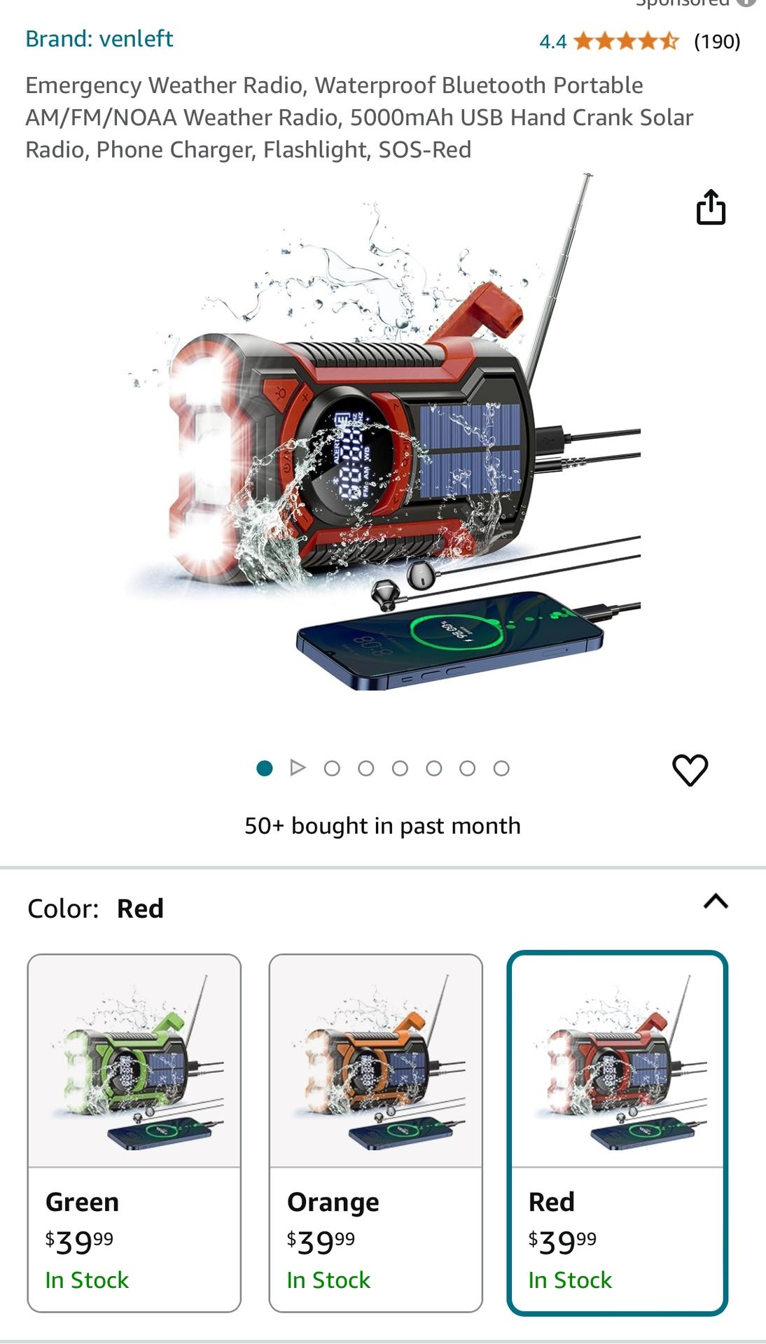 Emergency Solar Weather Radio, Flashlight, Phone Charger