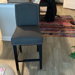 2 Grey Studded Bar Stools 