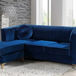 Eliana Navy Velvet 2pc. Reversible Sectional

