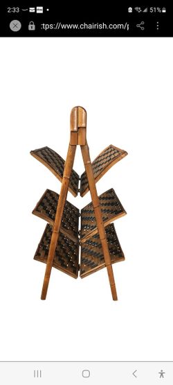 Rattan Wicker magazine rock or towel holder Mid Century Folds Flat