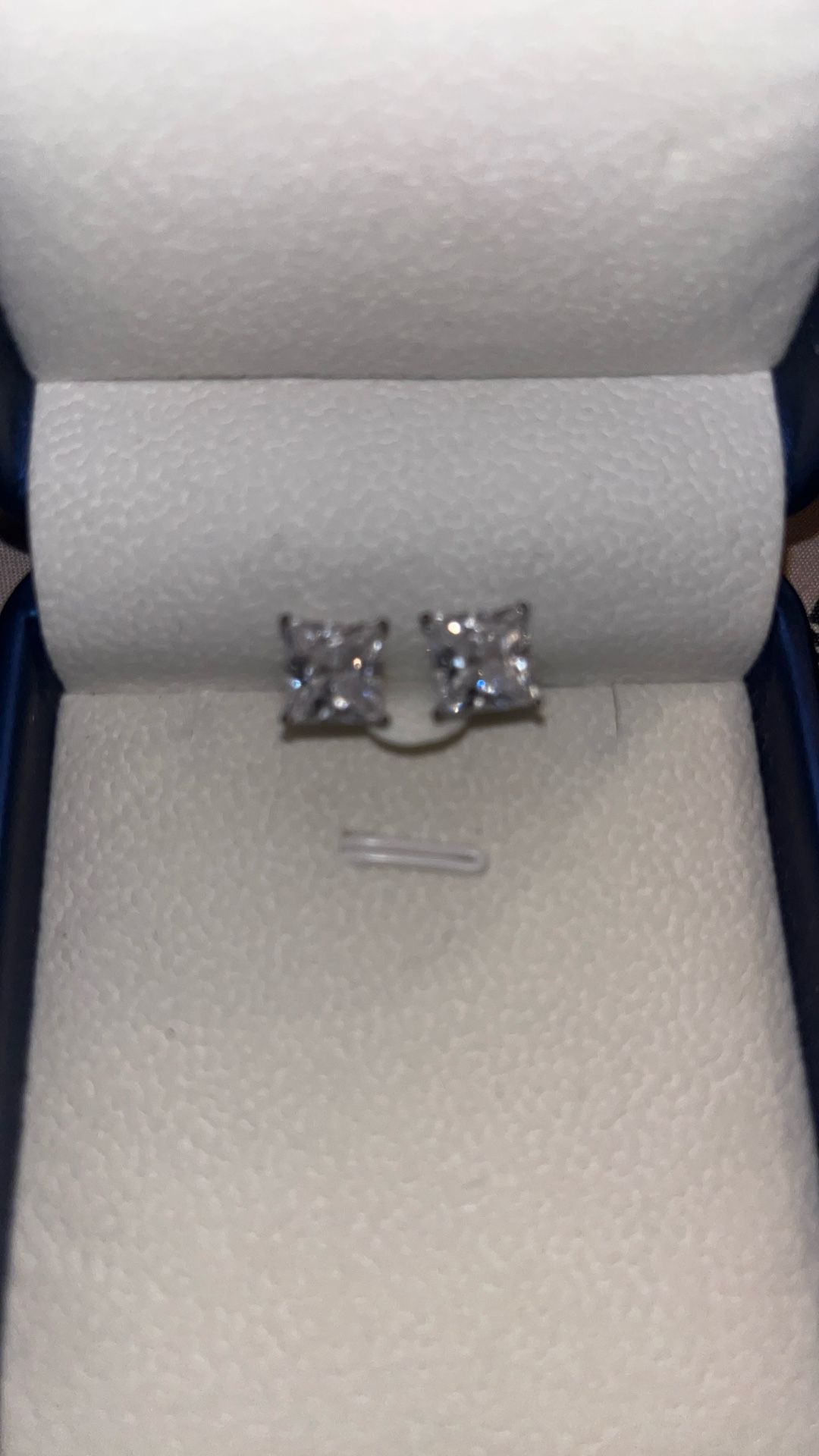 Solid 925 Sterling Silver Lab Grown Square Diamond Earrings 