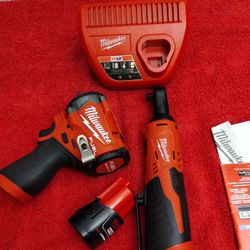 M12 Milwaukee 3/8 Impact- Ratchet  Combo Kit$310