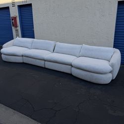 4-Piece White Fabric Modular