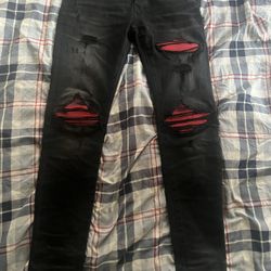 Black Mx1 Amiri With Aged Black Red