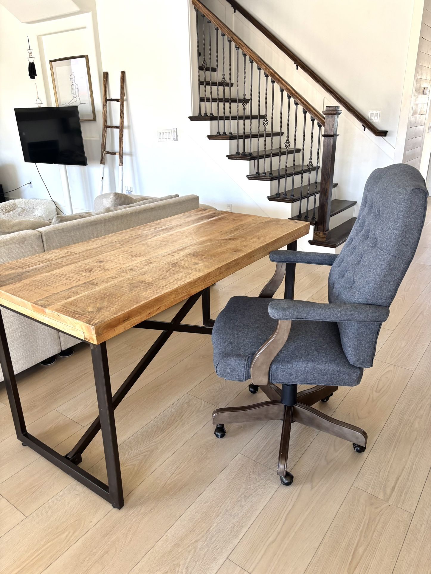 Real Wood Desk & Comfy Office Chair