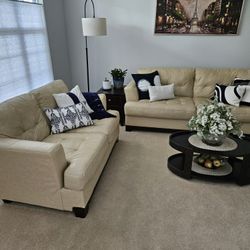 Leather sofa and loveseat set. 