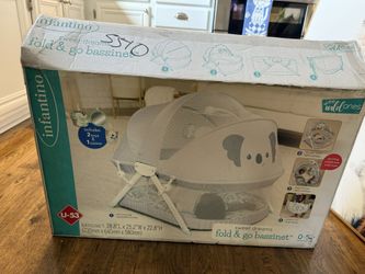 Infantino Sweet Time Dreams Fold & Go Bassinet, Babies 0-5 Months, Gray Koala