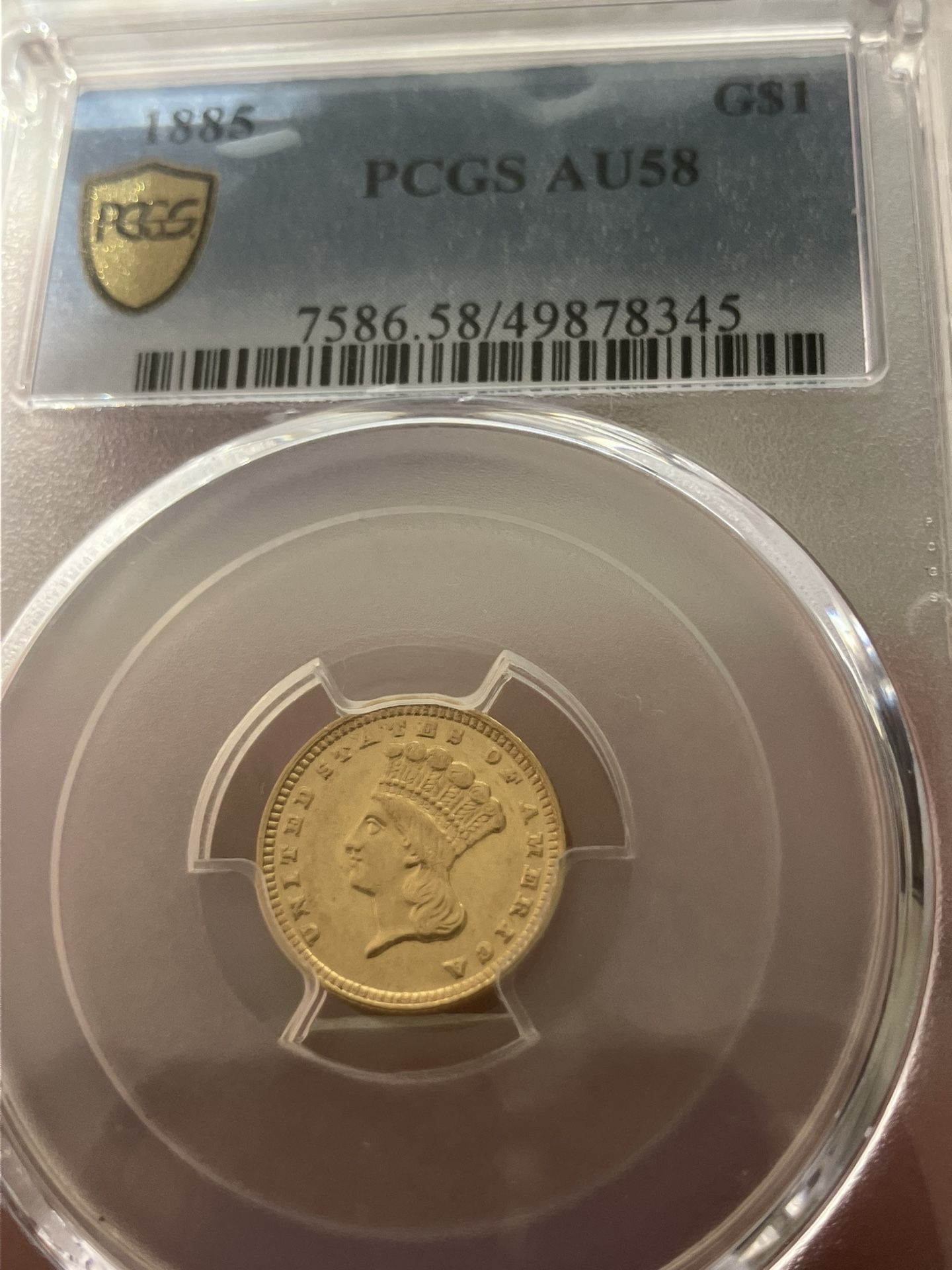 1885 $1 Gold Indian Princess PCGS AU58 Only 11 K Minted !