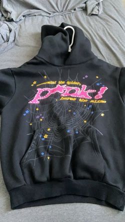 Sp5der Pink Graphic Black Hoodie