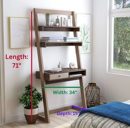 Freestanding Ladder Desk with Drawer