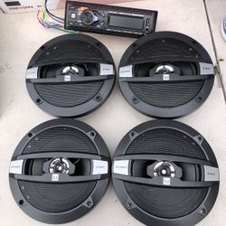 DUAL Bluetooth Car Stereo Stereo Head Unit With Two Pairs Of 6-1/2 Speakers New 