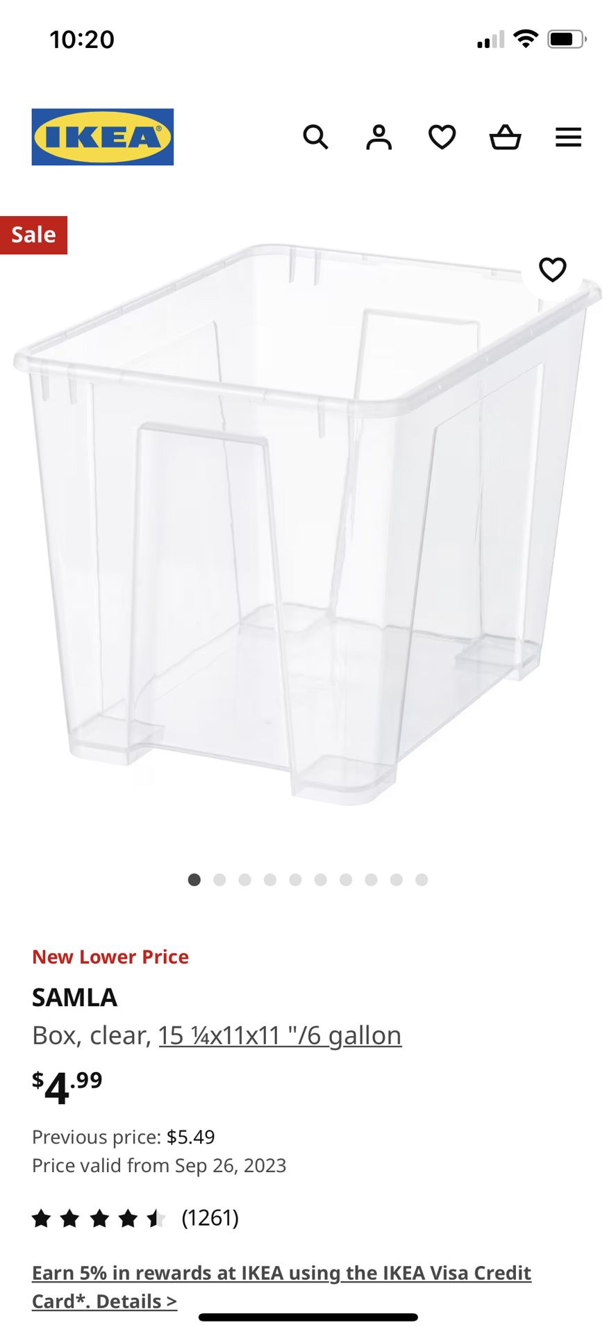 SAMLA Box, clear, 15 ¼x11x11/6 gallon - IKEA